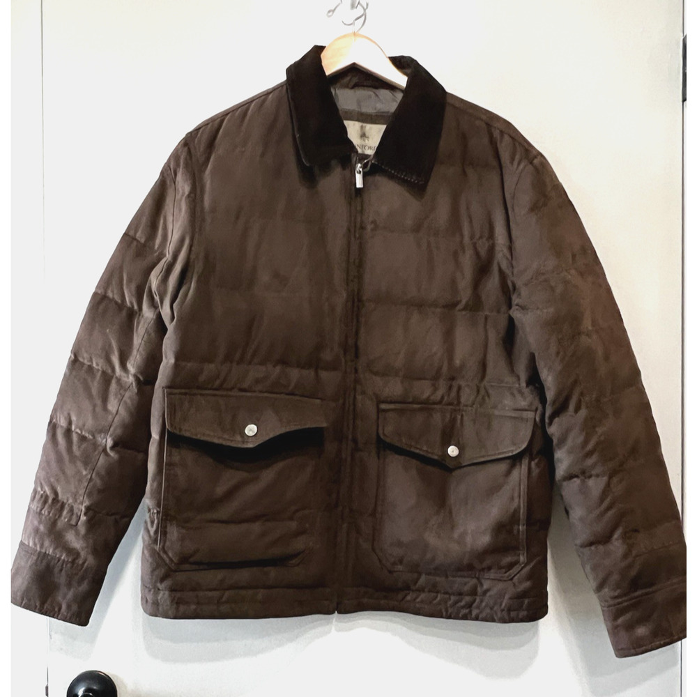 Rainforest Men’s Full Zip Quilted Down Barn Chore Dadcore Jacket Brown Size L